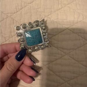 Silver and Turquoise Scarf Slide